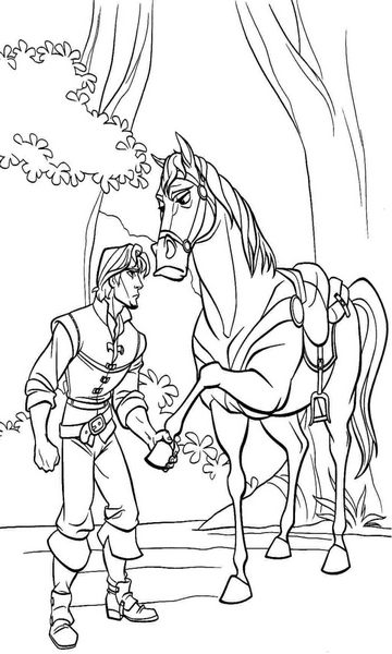 kolorowanka Flynn i Maksimus Zaplątani do wydruku malowanka coloring page Tangled Roszpunka Disney z bajki dla dzieci nr 38